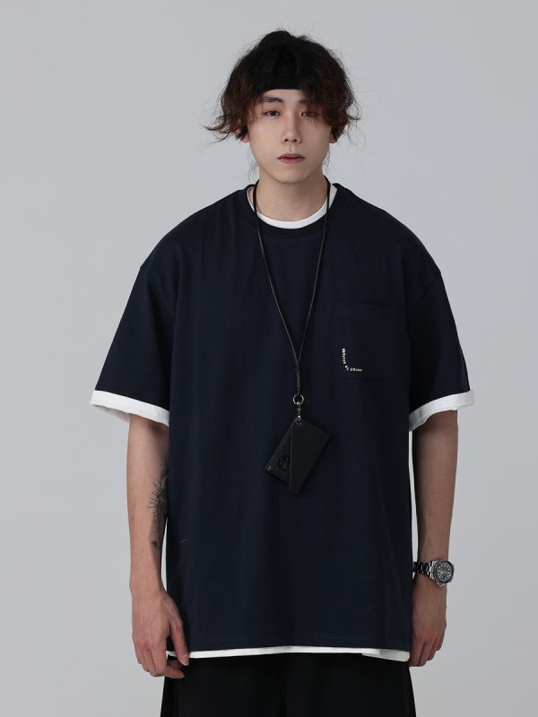 Men's Loose Round Neck Short-Sleeve T-Shirt with 'Sunset in the West' Outdoor Element Print - Casual Couple Top, Y2K Style