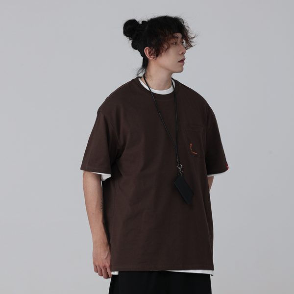 Men's Loose Round Neck Short-Sleeve T-Shirt with 'Sunset in the West' Outdoor Element Print - Casual Couple Top, Y2K Style