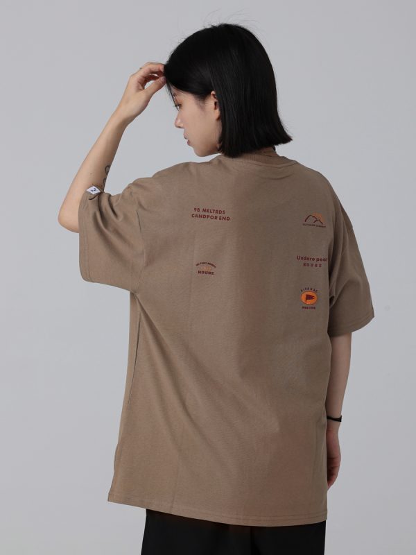 Men's Loose Round Neck Short-Sleeve T-Shirt with 'Sunset in the West' Outdoor Element Print - Casual Couple Top, Y2K Style