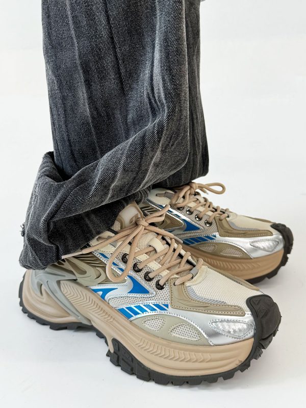 Men's Mech Black Rattlesnake Dad Shoes - Retro 90s Warrior Sports Sneakers for Couples, Stylish Running Footwear, National Trend