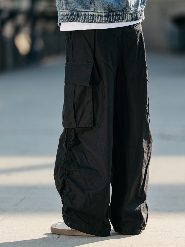 Men's Military Cargo Pants with Closed Pleated Design and Multiple Pockets - Tapered Casual Long Pants