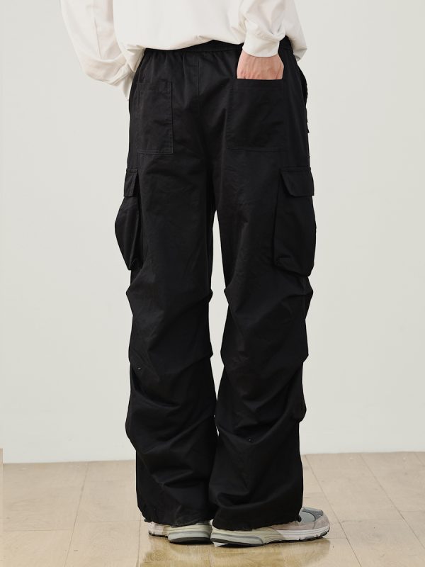 Men's Multi-Pocket Loose Double-Pleat Cargo Pants - Windproof Japanese Casual Style for Outdoor Adventures, National Trend