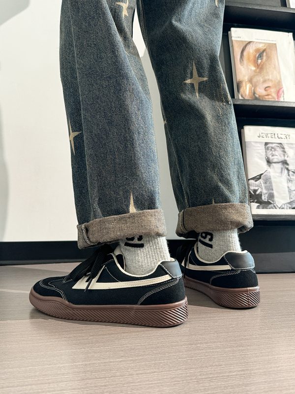 Men's Retro Black Canvas Sneakers - Summer Minimalist Soft-Soled Commuting Shoes, Stylish Breathable Design