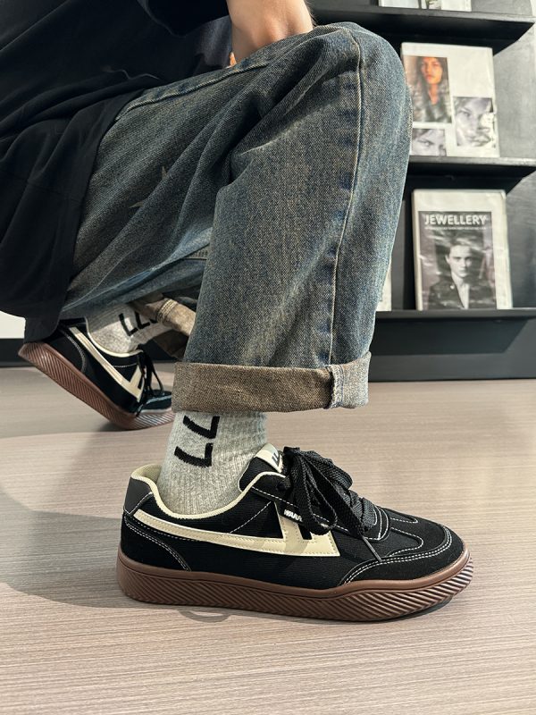 Men's Retro Black Canvas Sneakers - Summer Minimalist Soft-Soled Commuting Shoes, Stylish Breathable Design