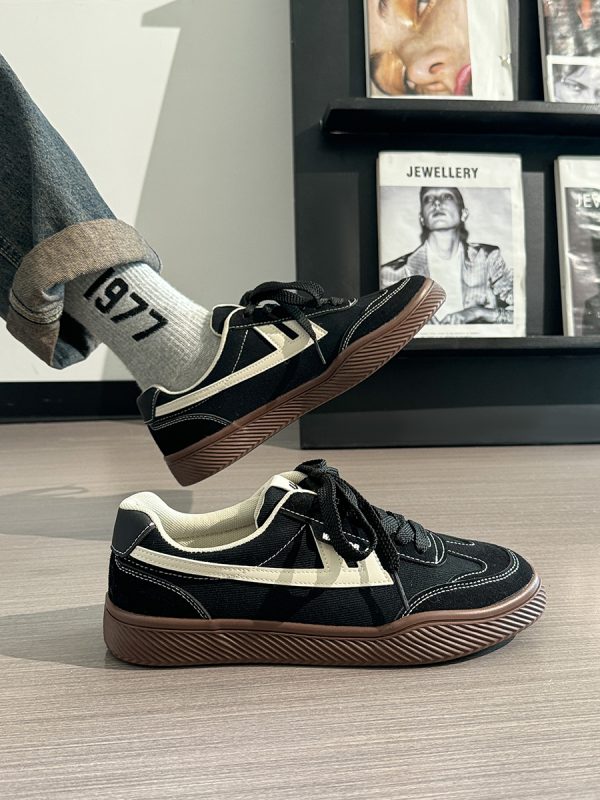 Men's Retro Black Canvas Sneakers - Summer Minimalist Soft-Soled Commuting Shoes, Stylish Breathable Design
