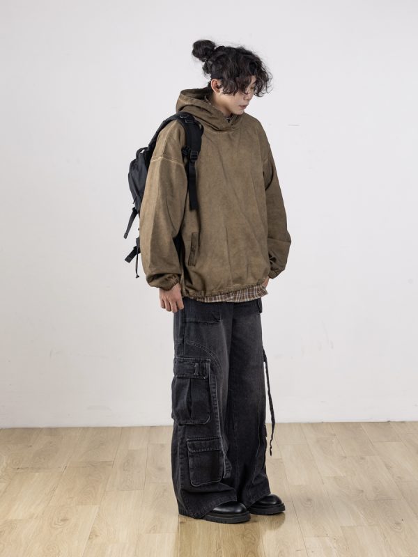 Men's Retro Patchwork Cargo Jeans with 3D Pockets - Loose Fit Commuting Casual Long Pants, Perfect for Y2K Style