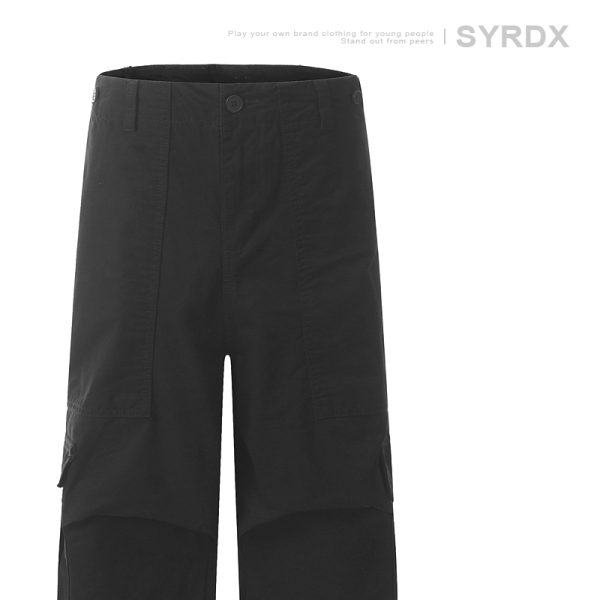Men's Retro Wide-Leg Pleated Casual Pants with Large Pockets - Loose Straight American Style Trousers