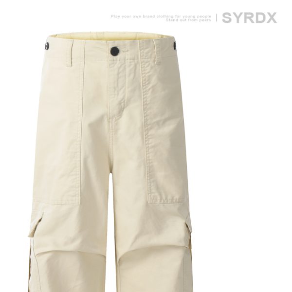 Men's Retro Wide-Leg Pleated Casual Pants with Large Pockets - Loose Straight American Style Trousers