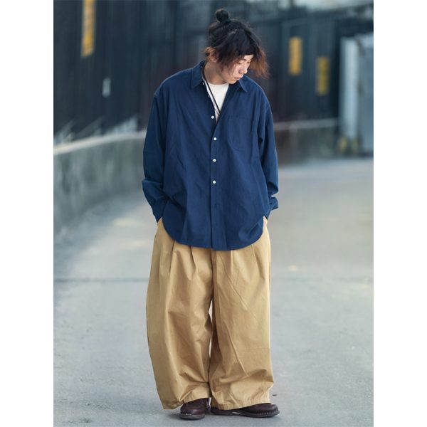 Men's Spring Japanese Retro Loose Shirt - Draped Solid Color Casual Fashion Top