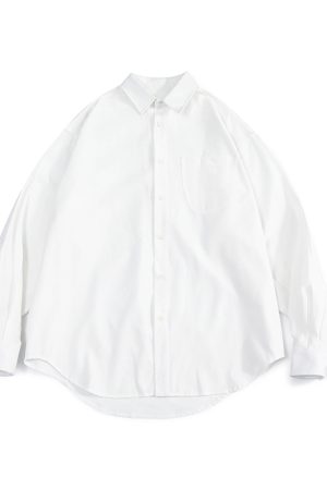 Men's Spring Japanese Retro Loose Shirt - Draped Solid Color Casual Fashion Top