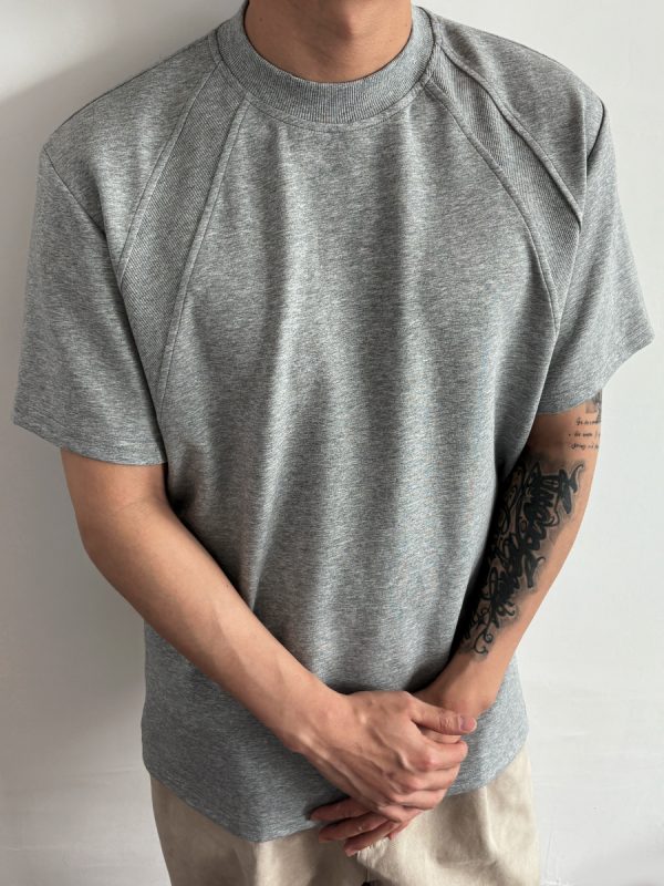 Men's Structured Short Sleeve T-Shirt in 300g Spandex Space Cotton, Wrinkle-Resistant Boxy Fit for Casual Y2K Style