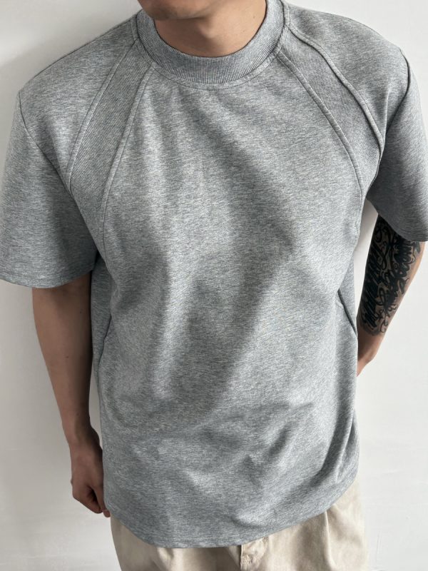 Men's Structured Short Sleeve T-Shirt in 300g Spandex Space Cotton, Wrinkle-Resistant Boxy Fit for Casual Y2K Style