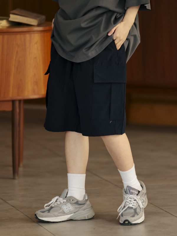 Men's Summer Loose Minimalist Straight-Leg Work Shorts, Slightly Stretchy, Wrinkle-Free Japanese Style Five-Point Shorts