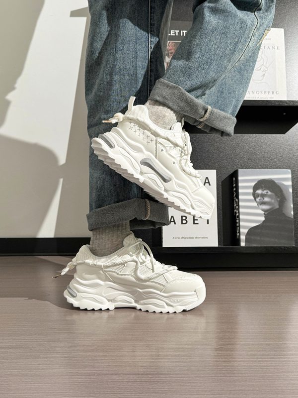 Men's Thick Sole Sports Casual Sneakers - 2025 Original Design White Mesh Breathable Dad Shoes for 90s Y2K Style