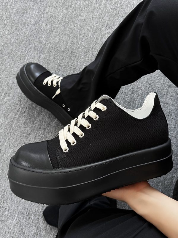 Men's Thick-Soled Canvas Shoes, High Street Sports Platform Derby Sneakers, Commuting Style for Couples, Height-Increasing Design