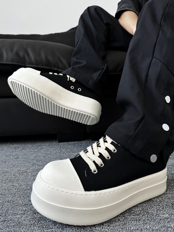 Men's Thick-Soled Canvas Shoes, High Street Sports Platform Derby Sneakers, Commuting Style for Couples, Height-Increasing Design