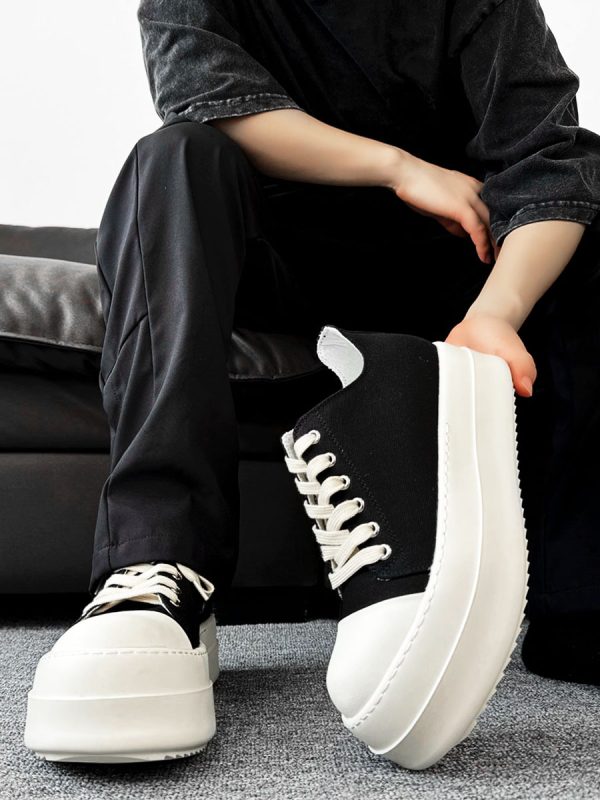 Men's Thick-Soled Canvas Shoes, High Street Sports Platform Derby Sneakers, Commuting Style for Couples, Height-Increasing Design