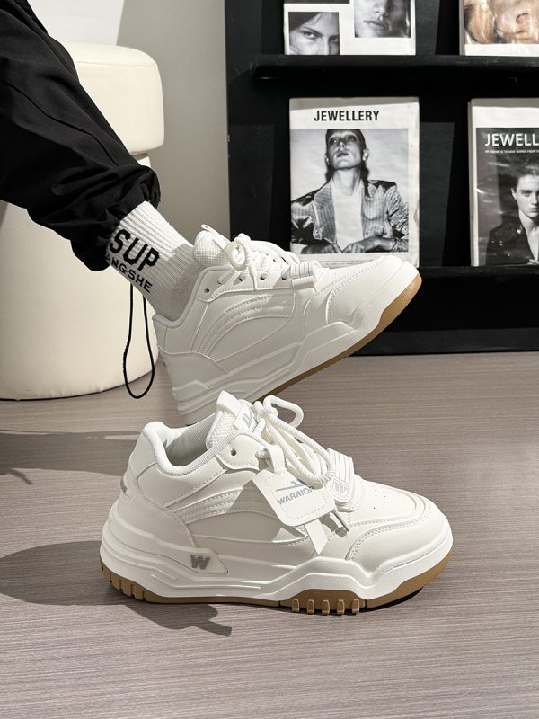 Men's Thick-Soled High-Top Shoes, Summer Mesh Breathable Sports Casual Footwear, Versatile White Sneakers