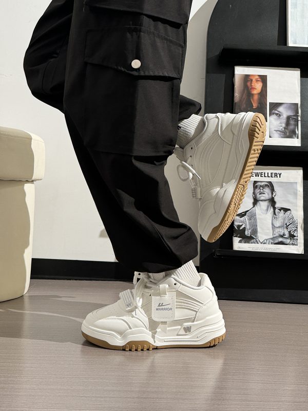 Men's Thick-Soled High-Top Shoes, Summer Mesh Breathable Sports Casual Footwear, Versatile White Sneakers