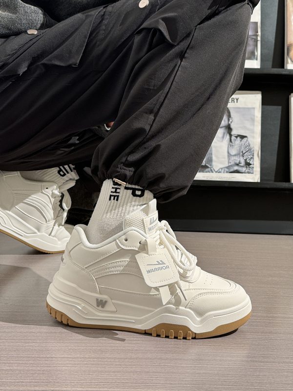 Men's Thick-Soled High-Top Shoes, Summer Mesh Breathable Sports Casual Footwear, Versatile White Sneakers