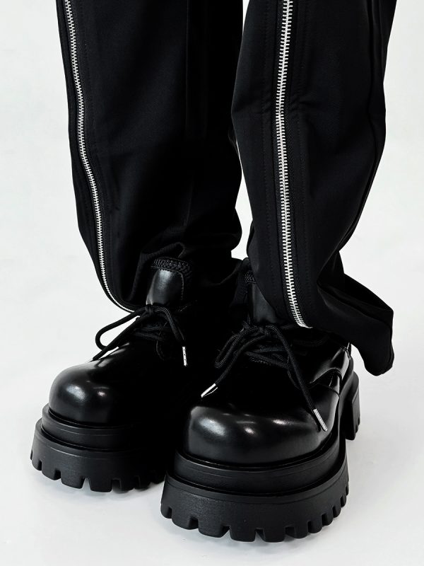 Men's Thick-Soled Platform Derby Shoes - High-End Korean Style Round-Toe Leather, Trendy Height-Increasing British Design