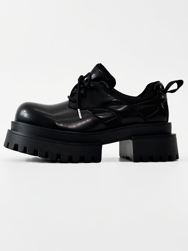 Men's Thick-Soled Platform Derby Shoes - High-End Korean Style Round-Toe Leather, Trendy Height-Increasing British Design