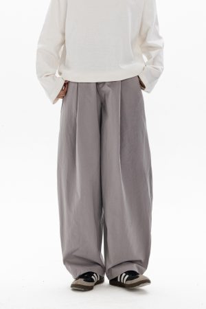 Men's Wide-Leg Casual Pants with Curved Blade Design & Elastic Waist - Versatile Spring Trend for 90s Inspired Style