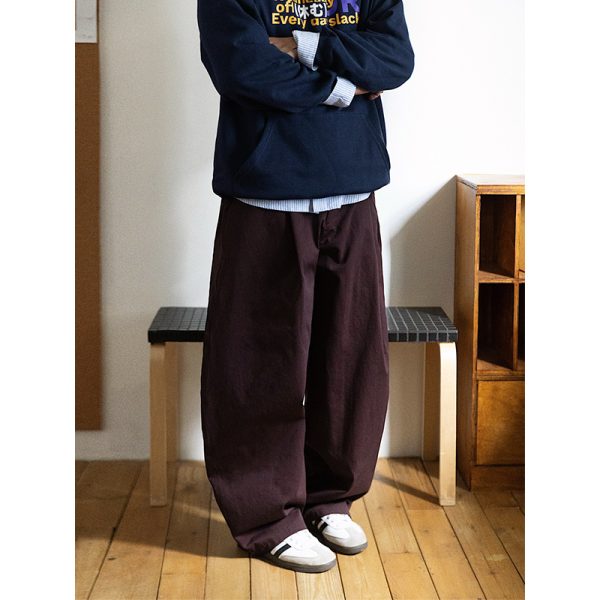 Men's Wide-Leg Casual Pants with Curved Blade Design & Elastic Waist - Versatile Spring Trend for 90s Inspired Style