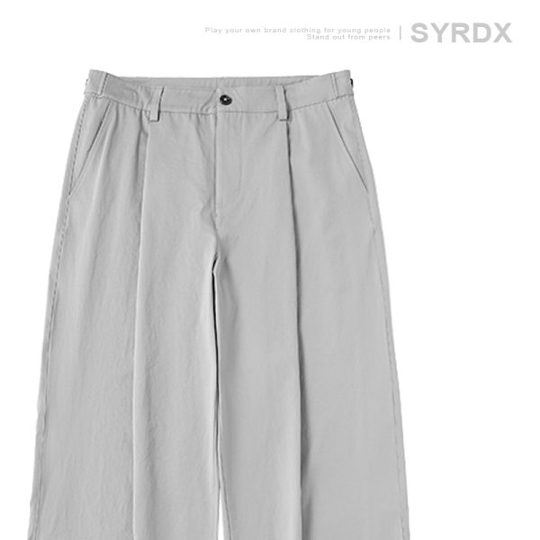 Men's Wide-Leg Casual Pants with Curved Blade Design & Elastic Waist - Versatile Spring Trend for 90s Inspired Style