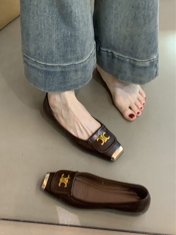 Metallic Square-Toe Sheepskin Mary Jane Shoes for Women - Elegant Flat Evening Footwear with Internal Height Increase