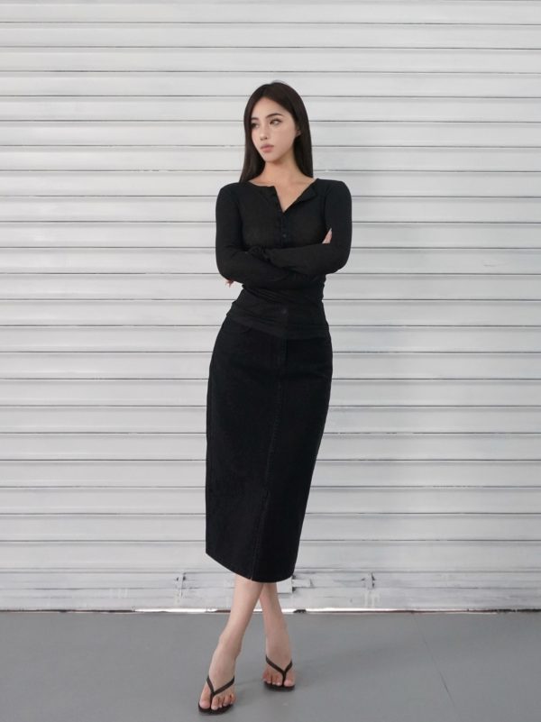 Microé€ä¿®èº«å¼€æ‰£å‘æ¡çº¹é•¿è¢–ä¸Šè¡£ - Fashionable Slim Fit Striped Long Sleeve Top for Chic 90s & Y2K Style