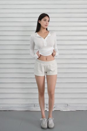 Microé€ä¿®èº«å¼€æ‰£å‘æ¡çº¹é•¿è¢–ä¸Šè¡£ - Fashionable Slim Fit Striped Long Sleeve Top for Chic 90s & Y2K Style
