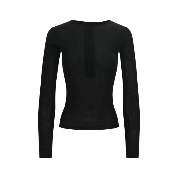 Microé€ä¿®èº«å¼€æ‰£å‘æ¡çº¹é•¿è¢–ä¸Šè¡£ - Fashionable Slim Fit Striped Long Sleeve Top for Chic 90s & Y2K Style