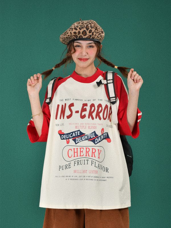 Mid-Century American Retro High Neck Sports T-Shirt - Loose Fit Unisex Summer Trendy Top