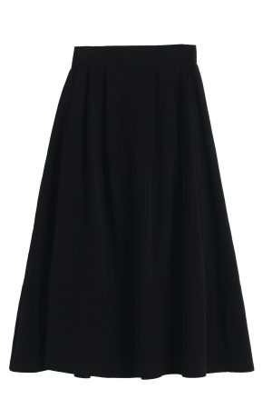 Mid-Length A-Line Umbrella Skirt with Flower Bud Patchwork, High-Waisted Black and White Hepburn Style for Spring and Summer