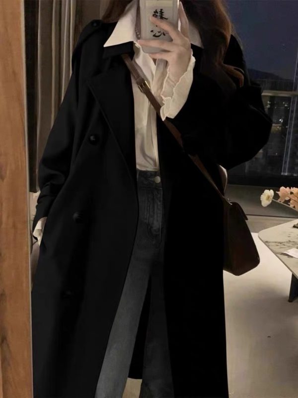 Mid-Length British Style Trench Coat for Women - Casual Spring Autumn 2024 Fashion, Petite Fit, Trendy Outerwear
