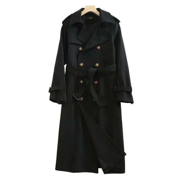 Mid-Length Khaki Trench Coat for Women, Petite, Korean Chic Casual Vintage Overcoat with Waist Definition, 2025 New Style