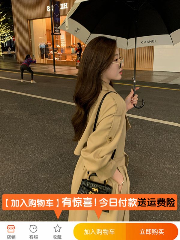 Mid-Length Women's Trench Coat - 2024 British Style Thin Fashionable Outerwear for Spring and Autumn, Chic Student Look
