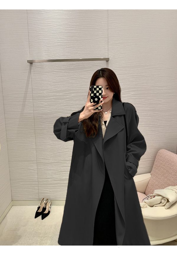 Mid-Length Women's Trench Coat - 2024 British Style Thin Fashionable Outerwear for Spring and Autumn, Chic Student Look