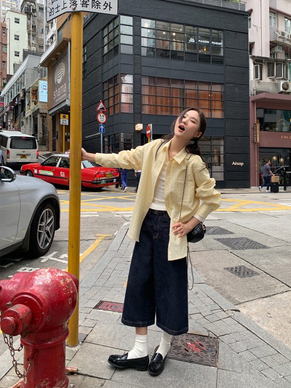 Mid-Low Waist Loose Straight Wide-Leg Denim Pants for Women - Original Color, 8-Point, Spring 2025 Fashion