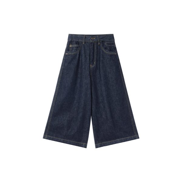 Mid-Low Waist Loose Straight Wide-Leg Denim Pants for Women - Original Color, 8-Point, Spring 2025 Fashion