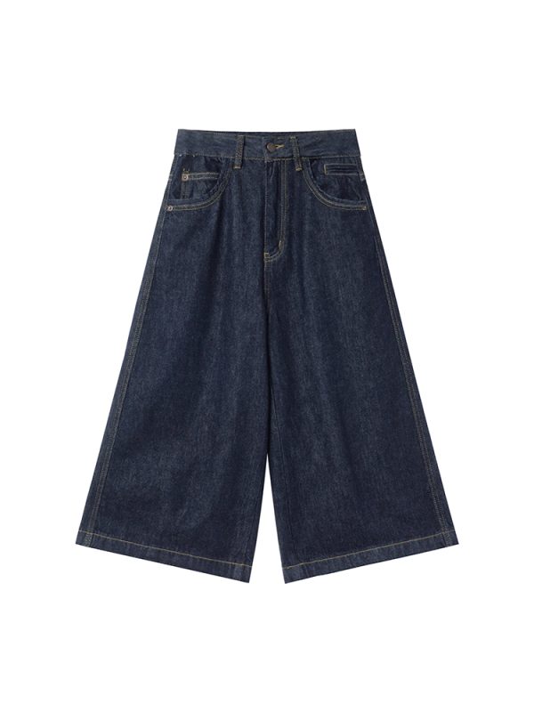 Mid-Low Waist Loose Straight Wide-Leg Denim Pants for Women - Original Color, 8-Point, Spring 2025 Fashion