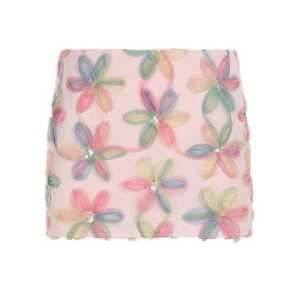 Midsummer Floral Bodycon Mini Skirt for Women, Low Waist Vacation Skirt in Vibrant Colors, Perfect for 90s or Y2K Style