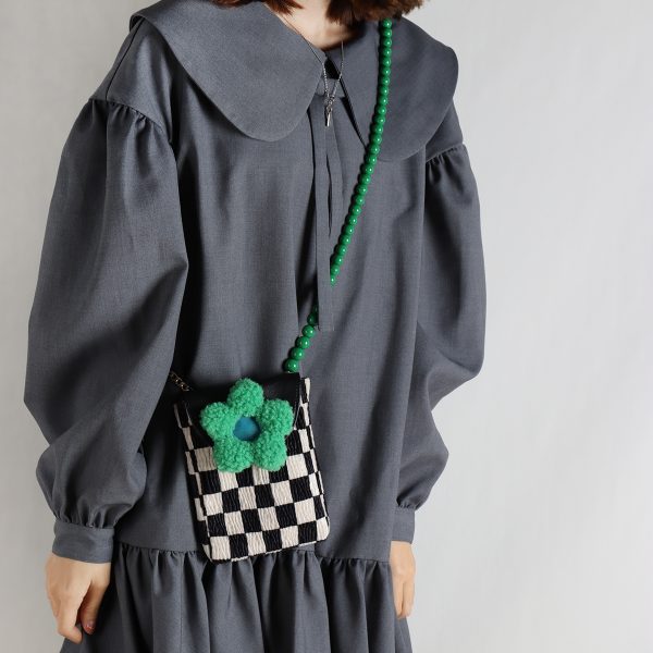 Mini Cute Checkered Floral Crossbody Phone Bag for Women - Spring/Summer Fashion, Trendy Niche Design