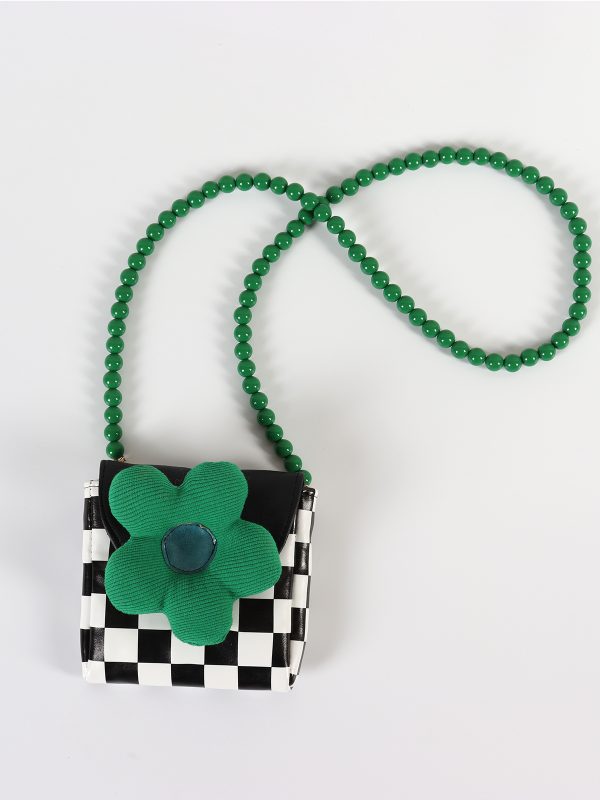 Mini Cute Checkered Floral Crossbody Phone Bag for Women - Spring/Summer Fashion, Trendy Niche Design