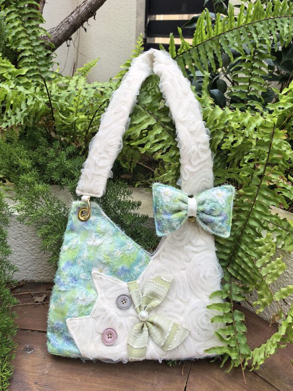 Mini Cute Chiffon Cat Underarm Bag - Spring Summer Green Daisy Crossbody Bag for Y2K Fashion Lovers
