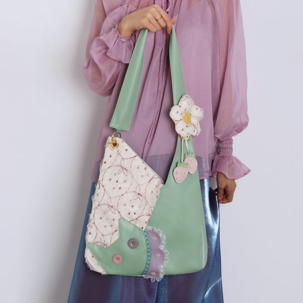 Mini Cute Chiffon Strawberry Crossbody Bag for Spring Summer - Adorable Cat Underarm Style Bag