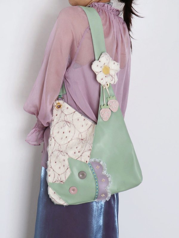 Mini Cute Chiffon Strawberry Crossbody Bag for Spring Summer - Adorable Cat Underarm Style Bag