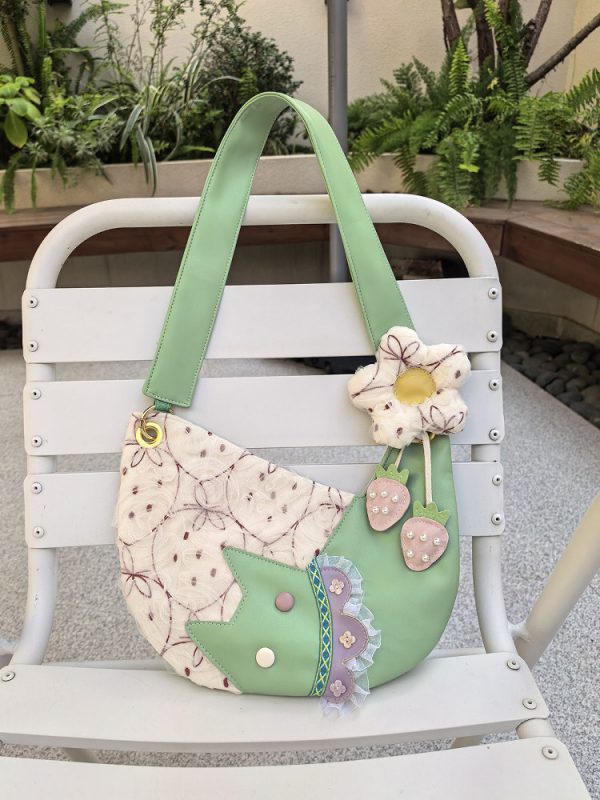 Mini Cute Chiffon Strawberry Crossbody Bag for Spring Summer - Adorable Cat Underarm Style Bag