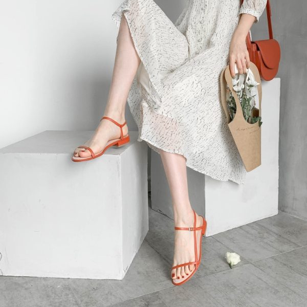 Minimalist Forest Style Genuine Leather Flat Sandals for College, Gentle Fairy Design Perfect with Skirts